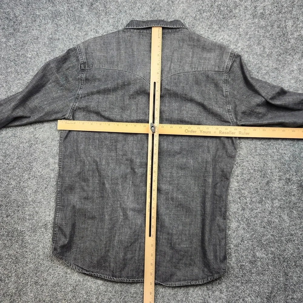 Levi's Western Shirt Mens Medium Black Denim Snap Front Long Sleeve Casual - Picture 5 of 9